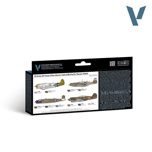 Set de 8 pinturas para aviones US Army Air Corps en China-Burma-India y Pacífico (1)