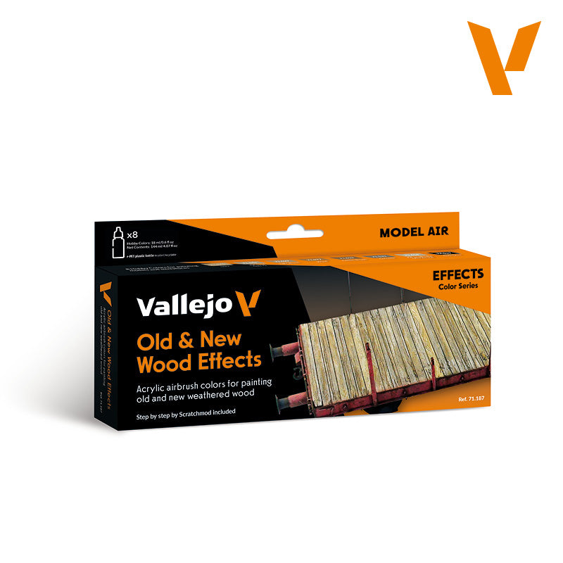 Set de 8 pinturas para Efectos de Madera Nueva y Vieja