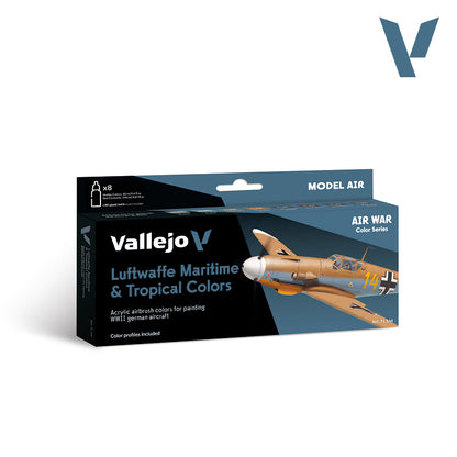 Set de 8 pinturas para camuflajes marítimos y tropicales Luftwaffe