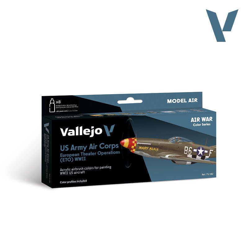 Set de 8 pinturas para aviones US Army Air Corps en Europa