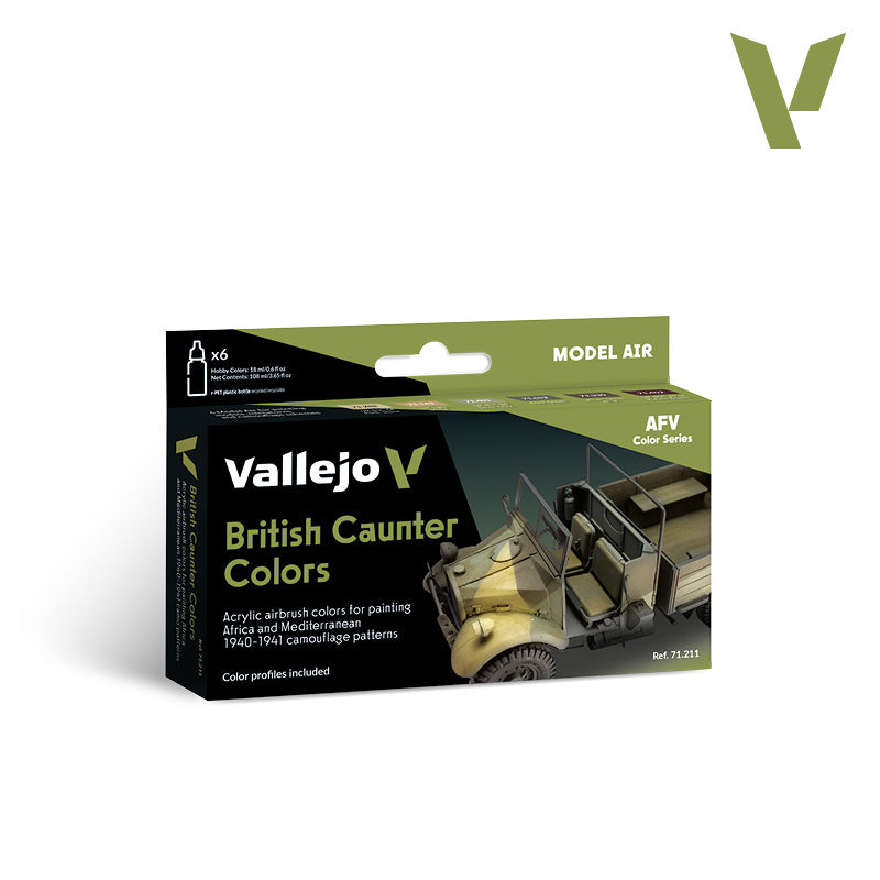 Set de 6 pinturas para camuflaje británico Caunter