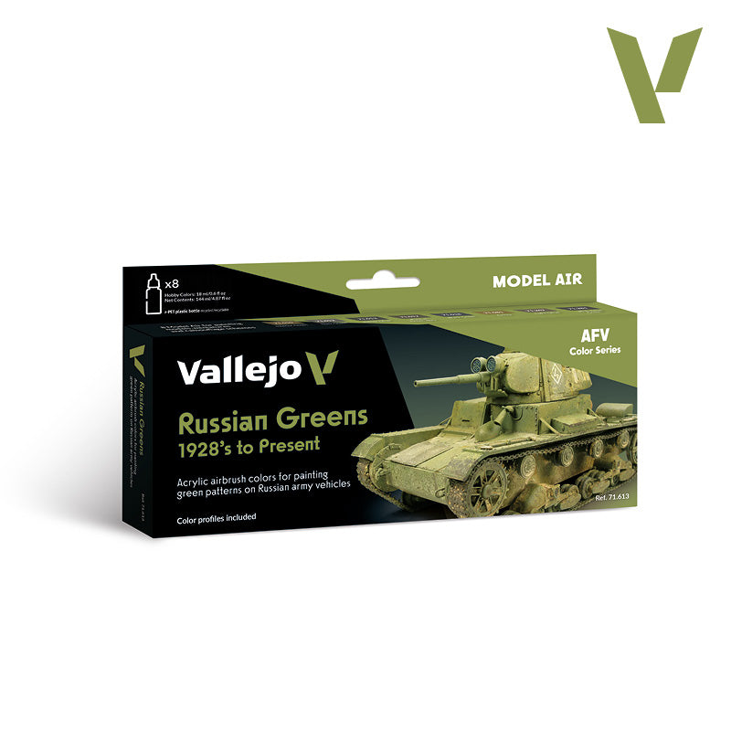 Set de 8 pinturas verdes para vehículos soviéticos y rusos