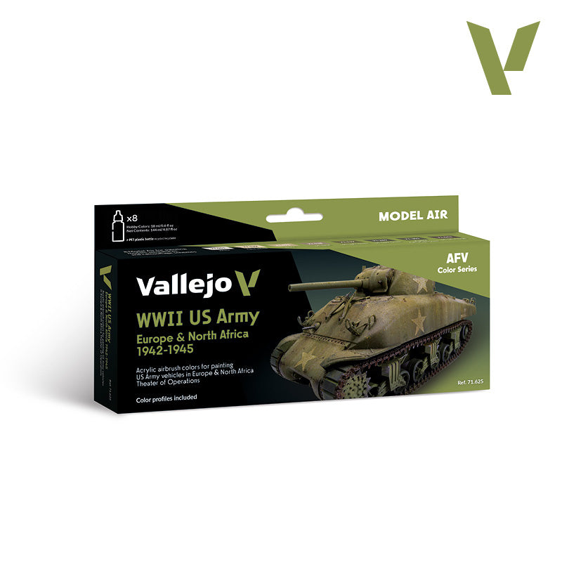 Set de 8 pinturas para vehículos US Army en Europa y Norte de África 1942-1945