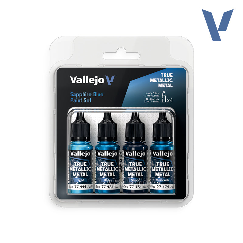 Set Azul Zafiro - 4 pinturas metálicas para miniaturas