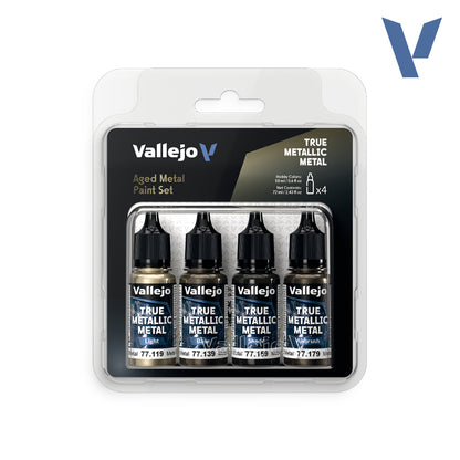 Set Metal Envejecido - 4 pinturas metálicas para miniaturas