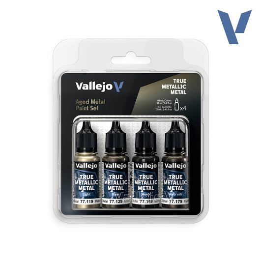 Set Metal Envejecido - 4 pinturas metálicas para miniaturas