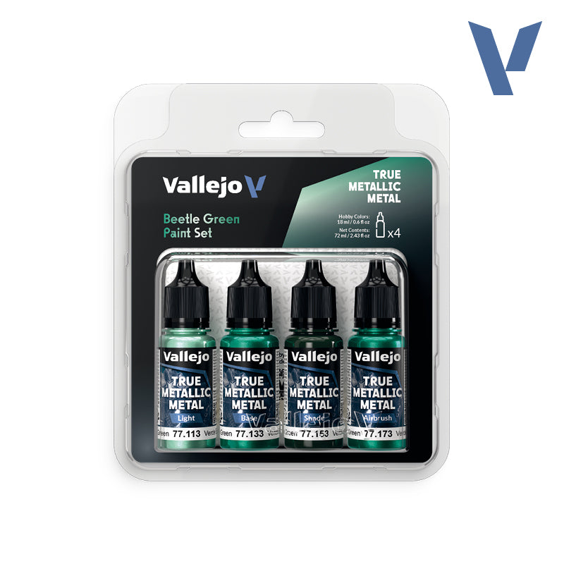 Set Verde Escarabajo - 4 pinturas metálicas para miniaturas