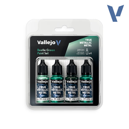Set Verde Escarabajo - 4 pinturas metálicas para miniaturas