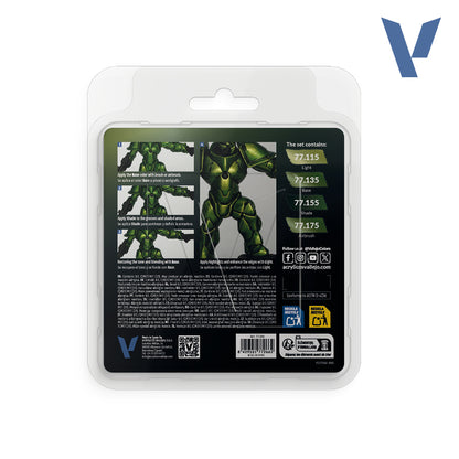 Set Verde Ámbar - 4 pinturas metálicas para miniaturas (1)