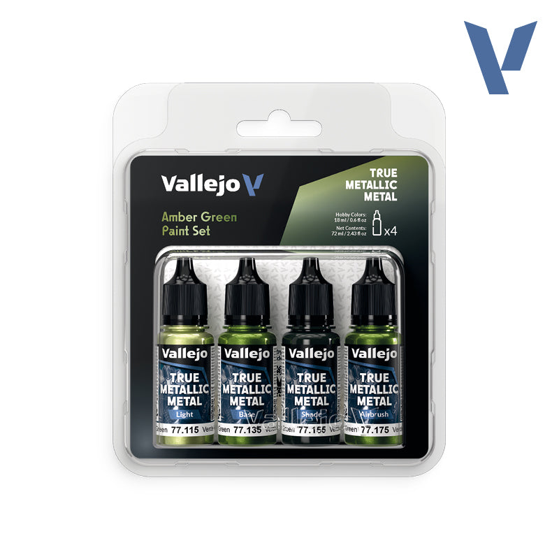 Set Verde Ámbar - 4 pinturas metálicas para miniaturas