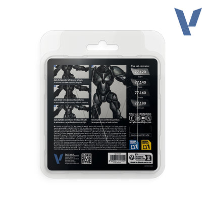 Set Negro Obsidiana - 4 pinturas metálicas para miniaturas (1)
