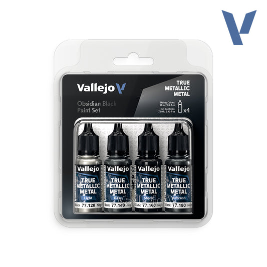 Set Negro Obsidiana - 4 pinturas metálicas para miniaturas
