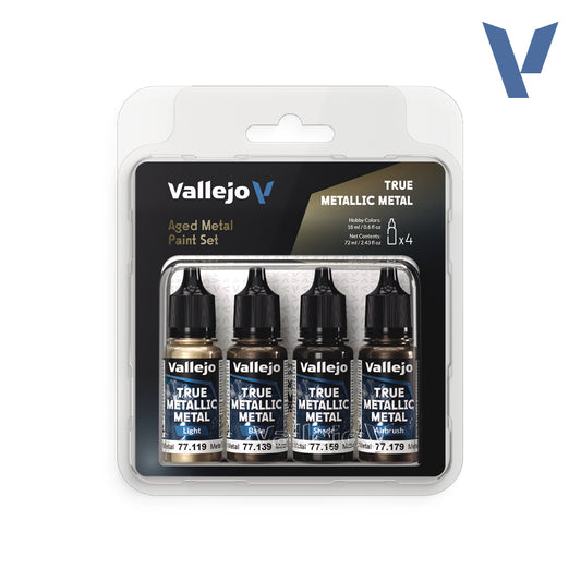 Set Metal Envejecido - 4 pinturas metálicas para miniaturas