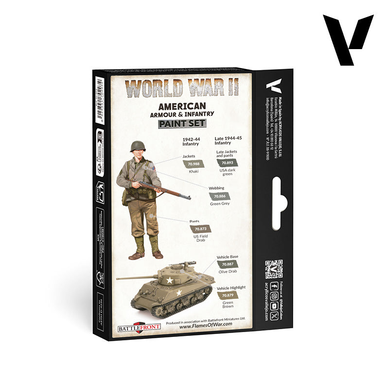 Set de 6 pinturas para uniformes y vehículos del ejército americano de la WWII (1)