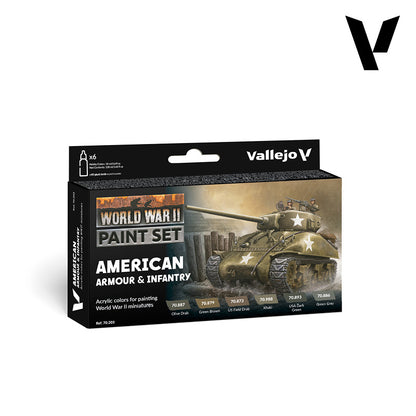 Set de 6 pinturas para uniformes y vehículos del ejército americano de la WWII