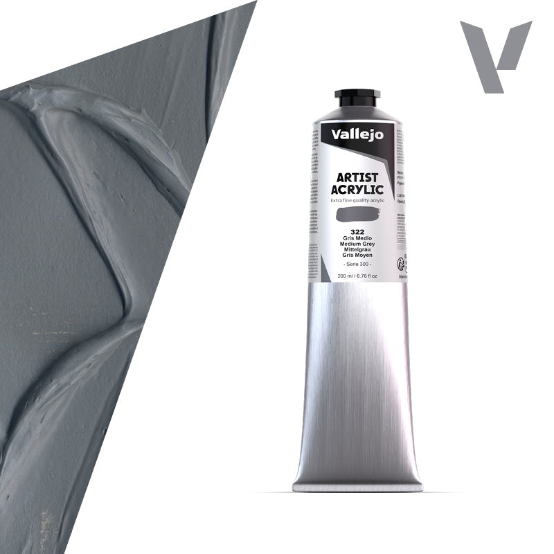 Pintura Acrílica Gris Medio 200 ml - Bellas Artes