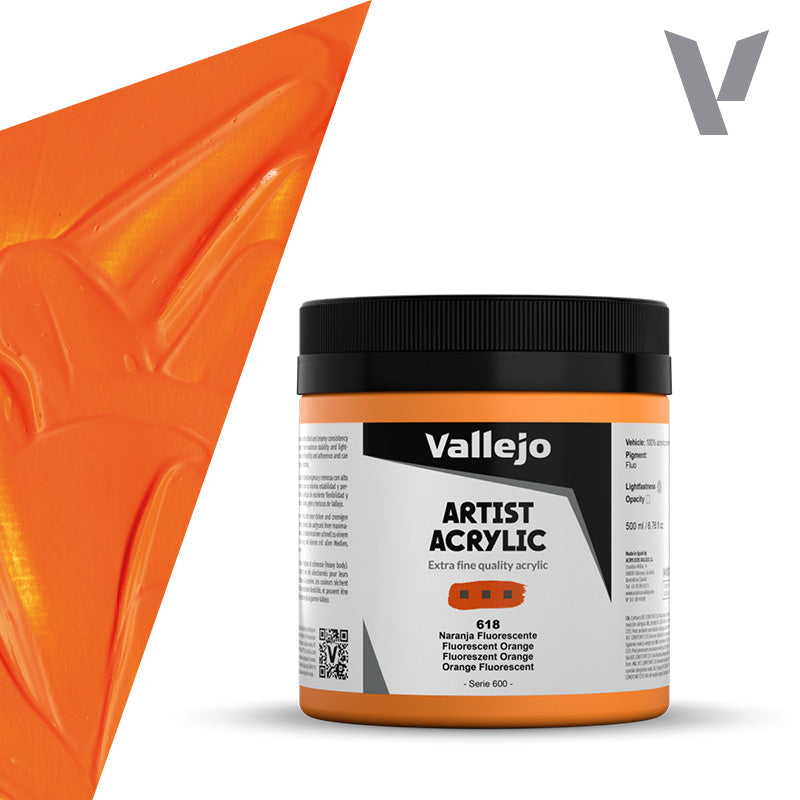 Pintura Acrílica Naranja Fluorescente 500 ml - Bellas Artes