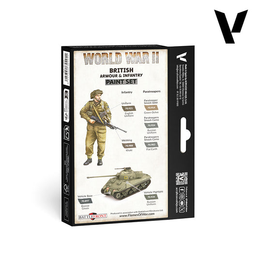 Set de 6 pinturas para uniformes y vehículos del ejército británico de la WWII (1)