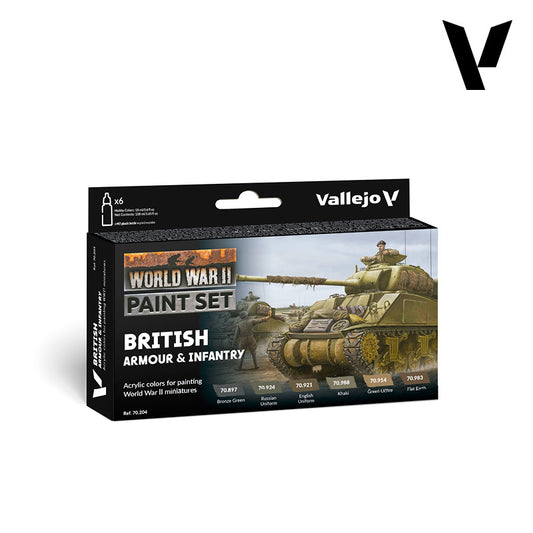 Set de 6 pinturas para uniformes y vehículos del ejército británico de la WWII