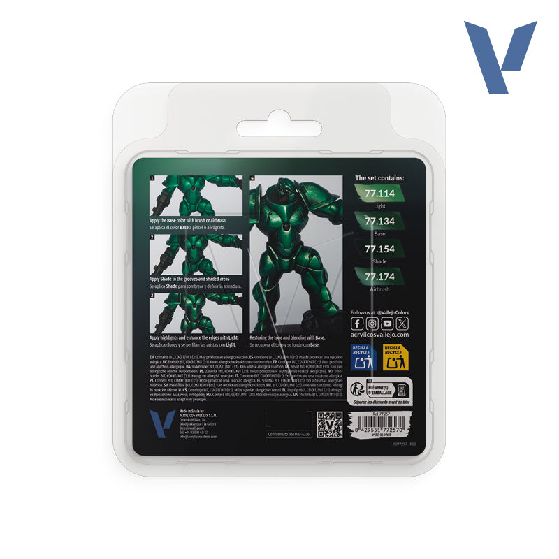 Set Verde Sombrío - 4 pinturas metálicas para miniaturas (1)