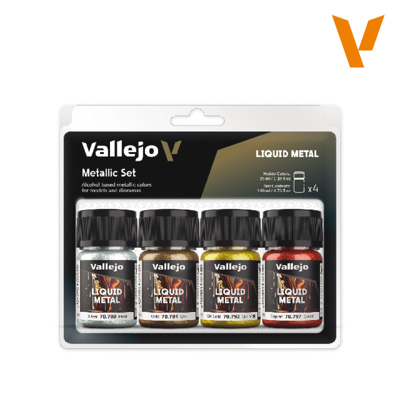 Set de 4 pinturas Liquid Metal para superficies metálicas