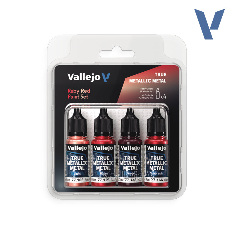 Set Rojo Rubí - 4 pinturas metálicas para miniaturas