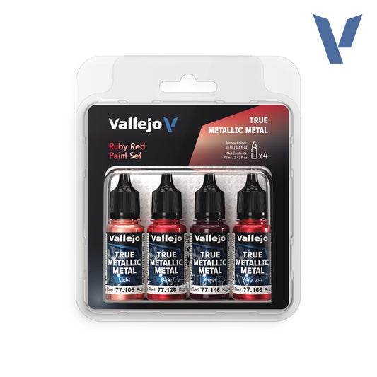 Set Rojo Rubí - 4 pinturas metálicas para miniaturas