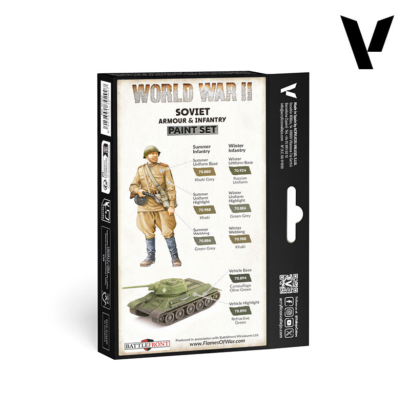 Set de 6 pinturas para uniformes y vehículos del ejército soviético de la WWII (1)