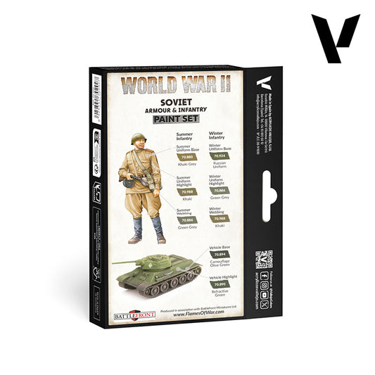 Set de 6 pinturas para uniformes y vehículos del ejército soviético de la WWII (1)