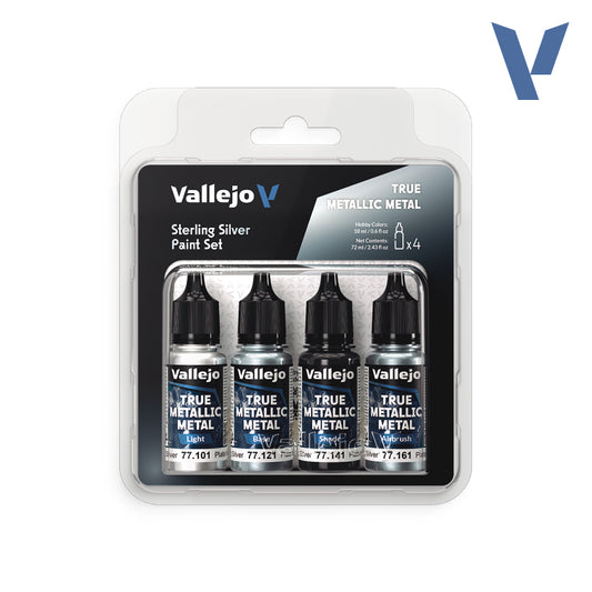 Set Plata de Ley - 4 pinturas metálicas para miniaturas