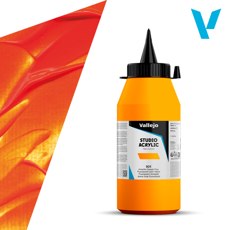 Pintura Acrílica Amarillo Dorado Fluorescente 1 L - Bellas Artes