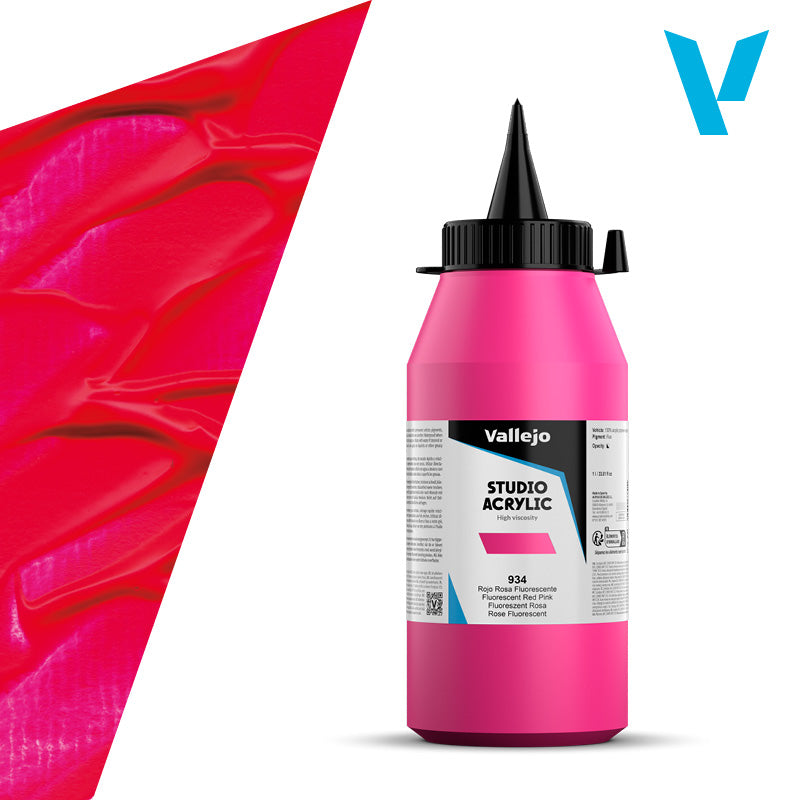 Pintura Acrílica Rojo Rosa Fluorescente 1 L - Bellas Artes