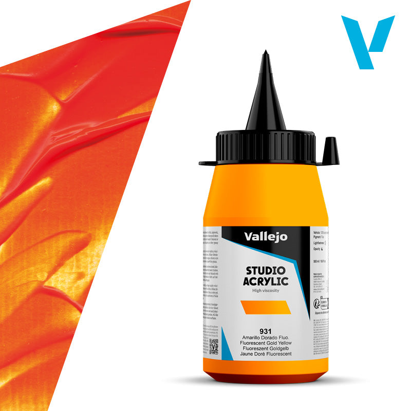 Pintura Acrílica Amarillo Dorado Fluorescente 500 ml - Bellas Artes