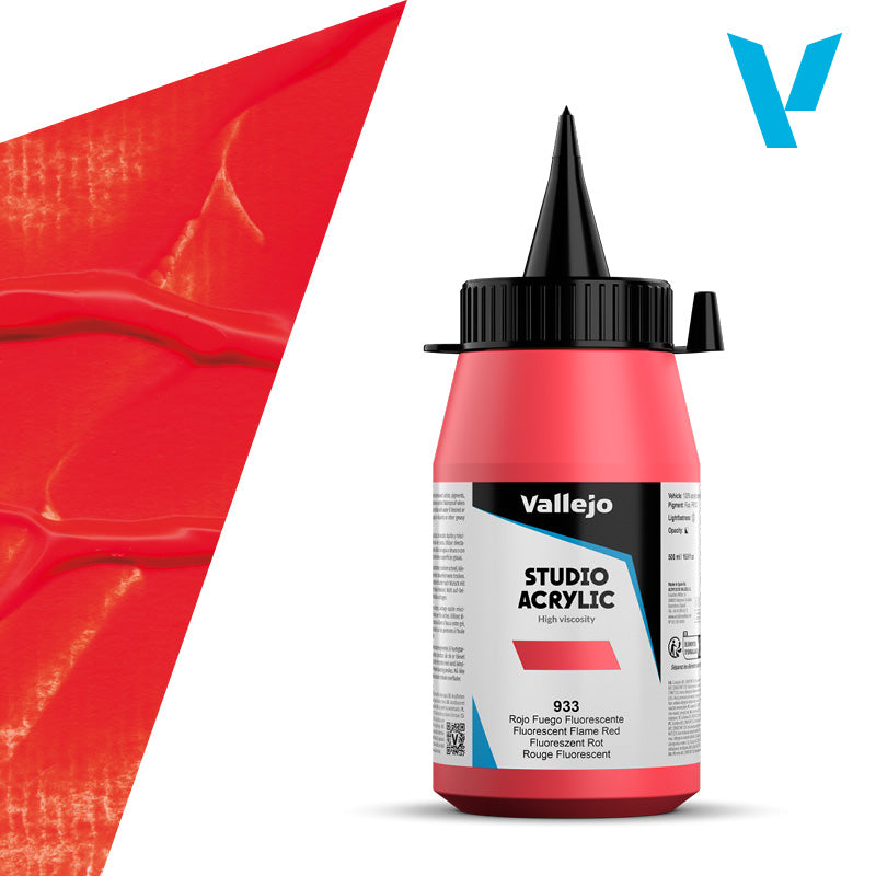 Pintura Acrílica Rojo Fuego Fluorescente 500 ml - Bellas Artes