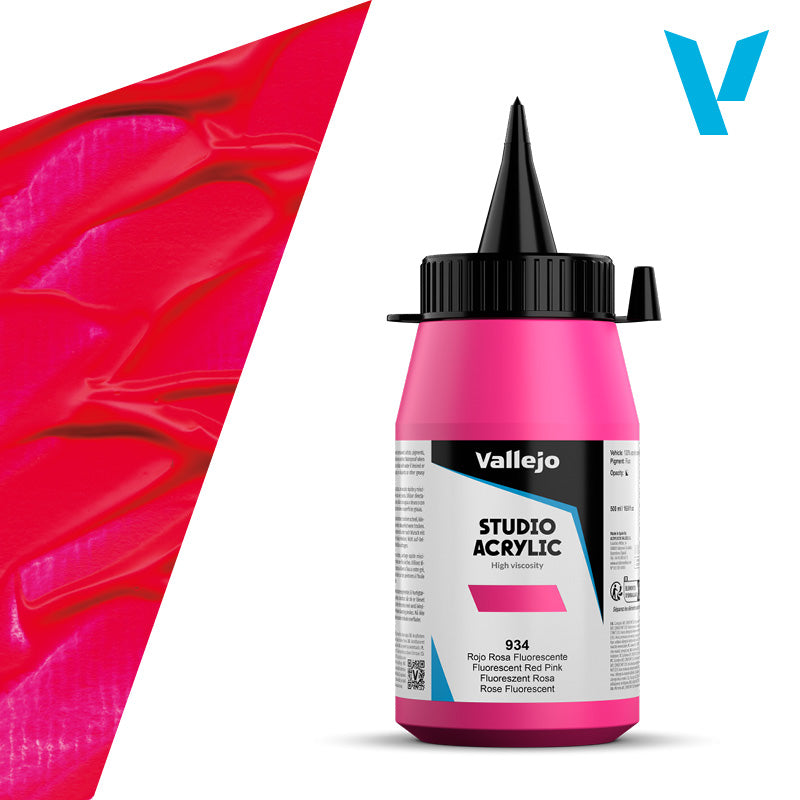 Pintura Acrílica Rojo Rosa Fluorescente 500 ml - Bellas Artes