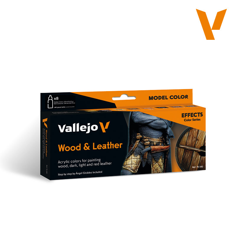 Set de 8 pinturas para efectos de madera y cuero
